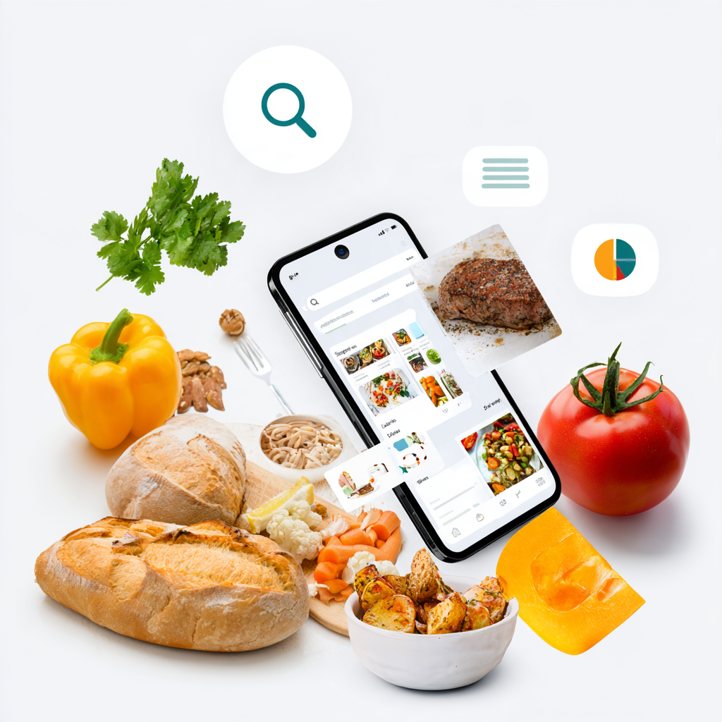 Search and filtering interface with food category tags